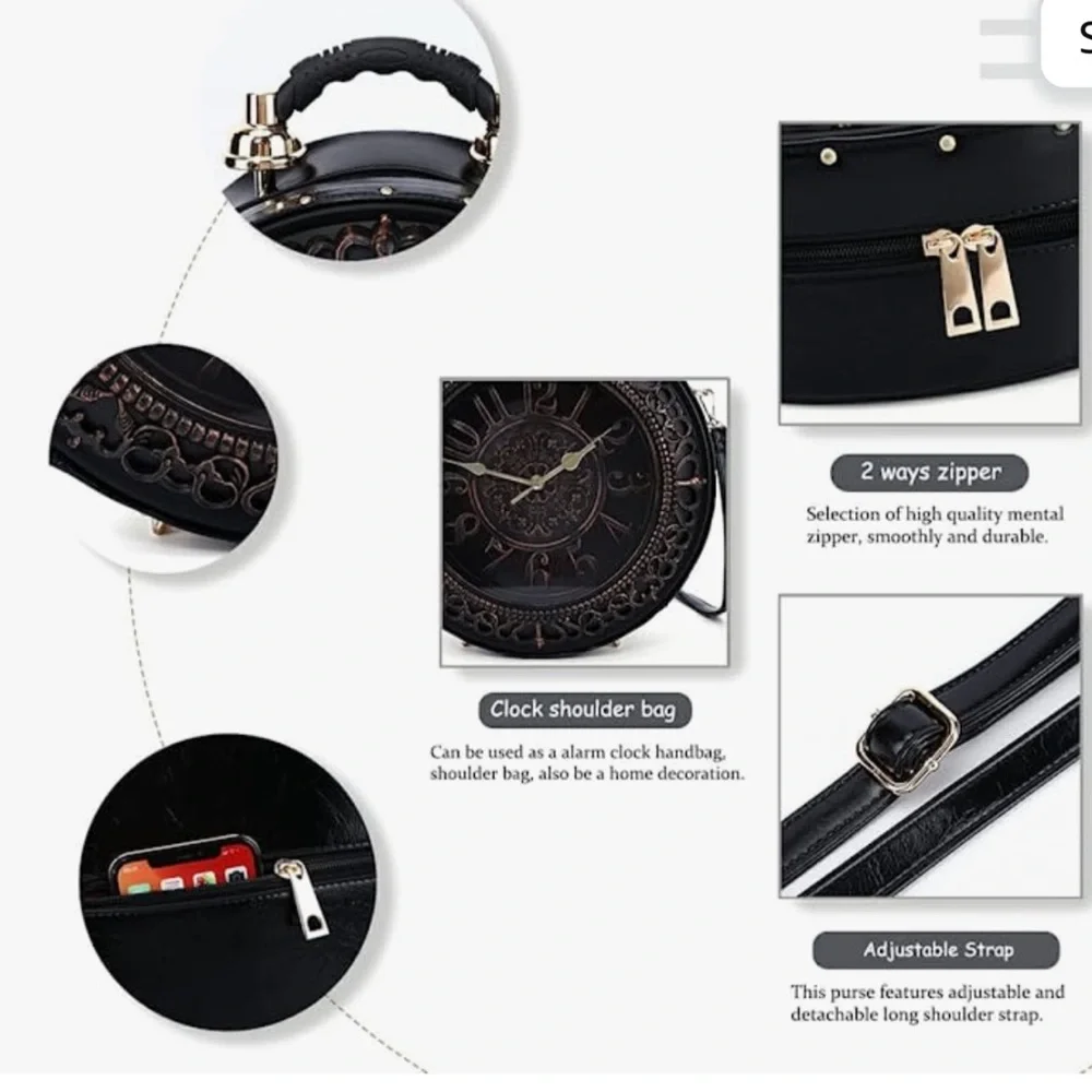 NWT Steampunk Crossbody Large Shoulder Working Clock Purse or Home Decor… - Picture 16 of 16